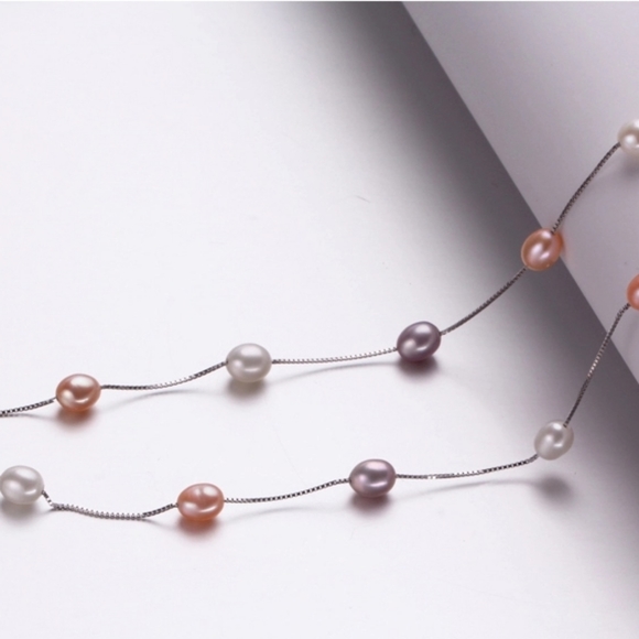 925 sterling silver and freshwater pearl necklace - Picture 3 of 3